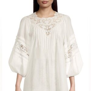 KOBI HALPERIN COTTON & SILK PEASANT WHITE BLOUSE SIZE LARGE